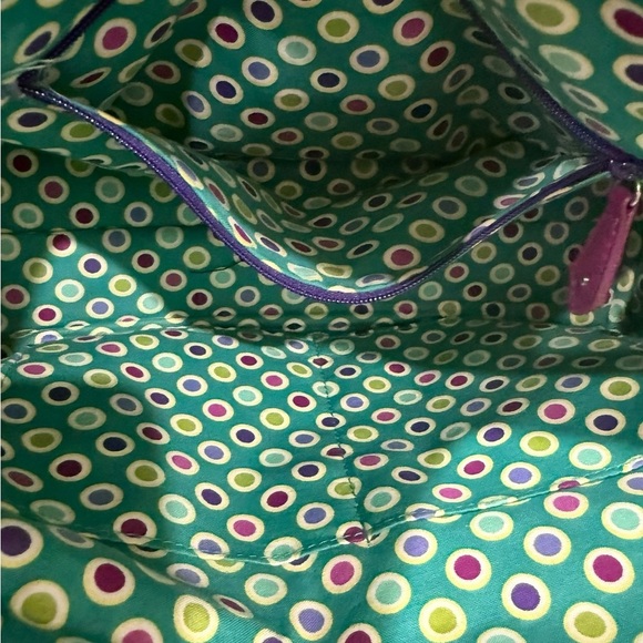 Vera Bradley Heather Purple Paisley Purse Two leather Handles Zip Pockets 2013 - Picture 4 of 13